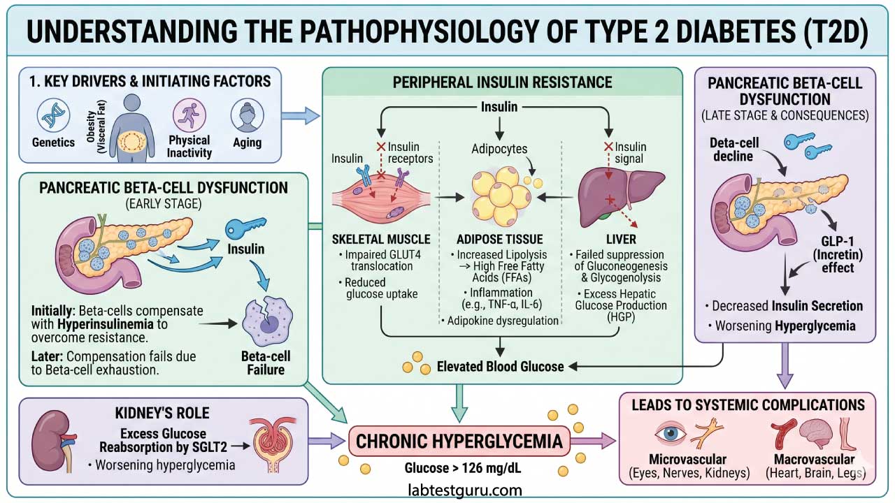 Pathophysiology of type 2 diabetes